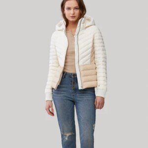 Soia & Kyo Quilted Hooded Puffer Jacket in Cream and Beige